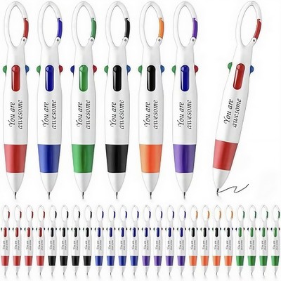 Plastic Carabiner 4-In-1 Ballpoint Pen