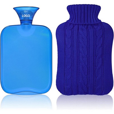 Rubber Hot Water Bottle Warmers W/ Knitted Cover