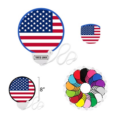 US Flag Pop Up Flying Disc Fan w/ Neck Cord