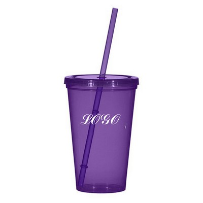 12 Oz. Customized Acrylic Tumbler With Straw