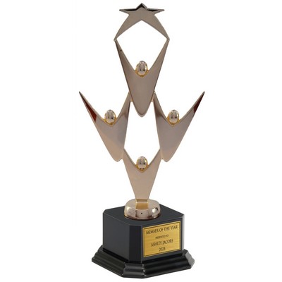 8" Gold Metal Teamwork w/ Gold Star on Black Base