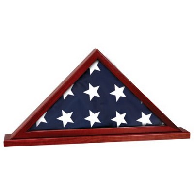 Rosewood Finish Flag Display Case with Base Attached, 25 1/2" x 12 3/4"