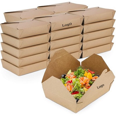 50oz Compostable Food Take Out Disposable Microwaveable Paper ToGo Natural Kraft Cardboard Lunch Box