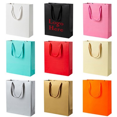 Matte Coated Euro Tote Bag with Silk Ribbon Handles