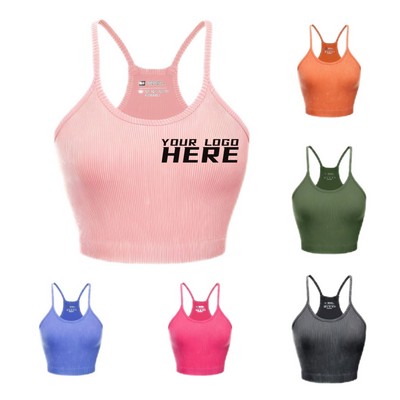 Women's Crop Seamless Rib-Knit Camisole Crop Tank Top