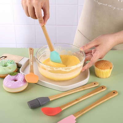 5 Piece Silicone Spatula Wooden Handle