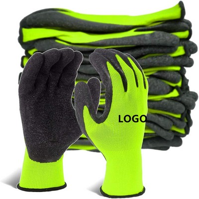 Latex Rubber Hand Coated Safety Work Gloves.