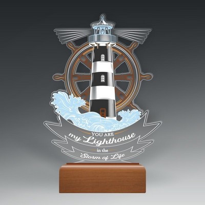 Custom Shape Acrylic w/ Full Color in Wood Base (9"x12")