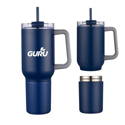 21 oz Travel Mug with 12 oz Screw-off Can Cooler