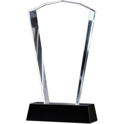 Crystal Fan Award with Onyx Base, 7 1/2"H