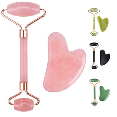 Gua Sha & Jade Face Massage Roller for Face Set