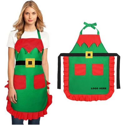 Custom Christmas Baking Apron Kitchen Santa Claus Cooking Apron with 2 Pockets