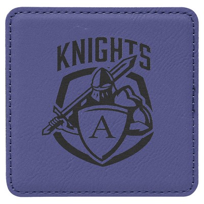 4" x 4" Square Purple Leatherette Coaster
