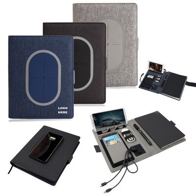 Multi-functional Corporate Gift Wireless Charging Notebook with Built-in Power Bank