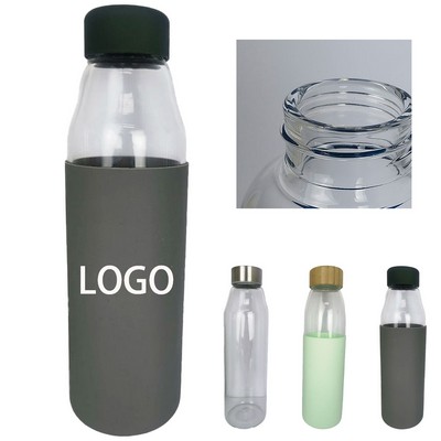 17 Oz Glass Bottle With Bamboo Lid And Silicone Sleeve