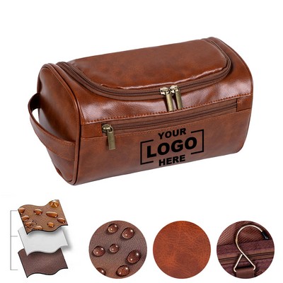Personalized Large Toiletry Bag for Men, Waterproof Leather Travel Organizer Gift