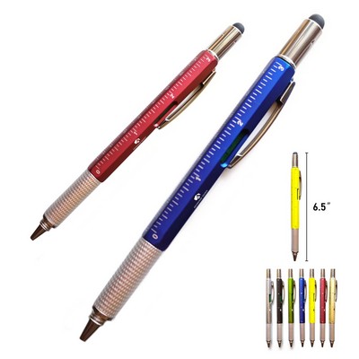 5-in-1 Multifunction Click Ballpoint Pen with Stylus and Tools
