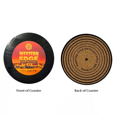 1-Sided Upcycled Mini Record Coasters (Cork Back) - Bulk