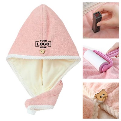 Coral Fleece Hair Caps With Adjustable Buttons