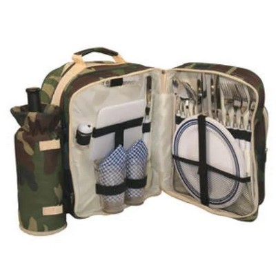 Fashionable 4 Person Camouflage Picnic w/Wine Bag