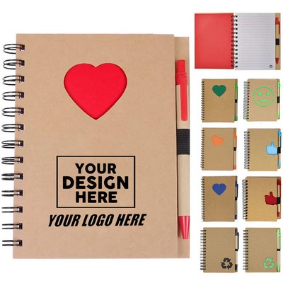 Recycled Die Cut Heart Notebooks with Pen