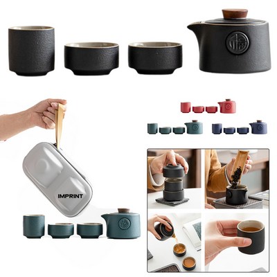 Portable Ceramic Teapots Set With Storage Bag