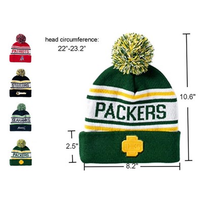 Acrylic Pom-Pom Embroidered Beanie