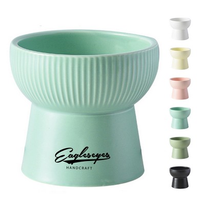 Ceramic Raised Dog Cat Food Bowl