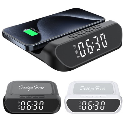 15W Wireless Charger with Desktop Alarm Clock Display