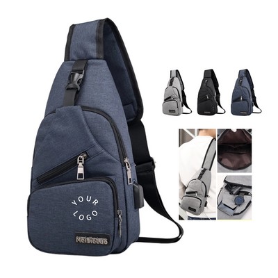Oxford Sling Crossbody Bag With Zipper Pocket