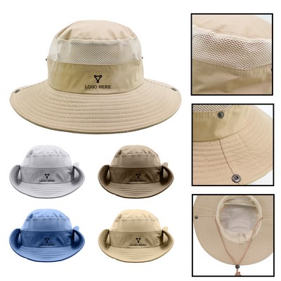 Wide-Brim Nylon Fishing Hat with Neck Flap