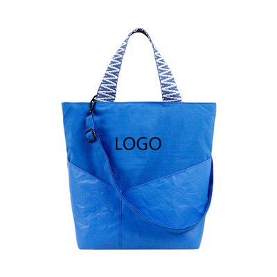 Environmentally Friendly Crumpled DuPont Paper Shoulder Bag