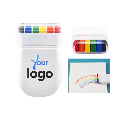 6 Colors Vibrant Rainbow Non Toxic Wax Crayons With Smooth Glide and Easy Wash