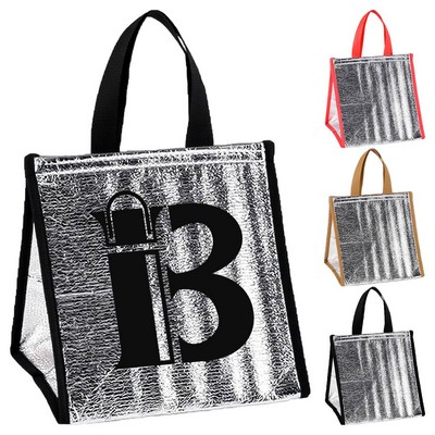 13L Aluminum Foil Non-Woven Insulated Takeout Tote Bag