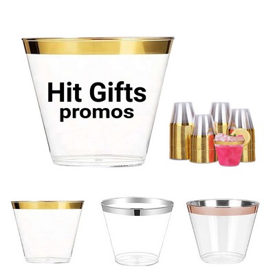 9oz Gold Rim Clear Cup