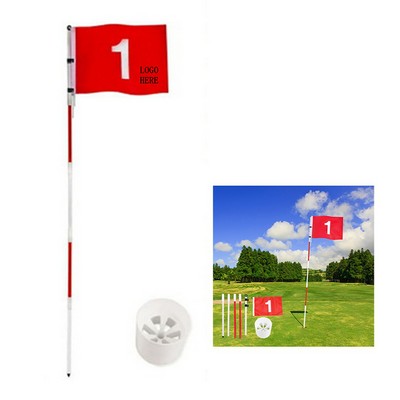 Portable Golf Flag Hole Cup With 6' Detachable Flagstick