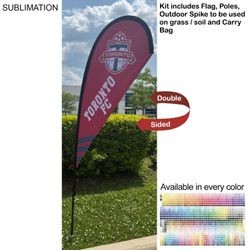 7.5' X-Small Tear Drop Flag Kit, Full Color Graphics Double Sided, Outdoor Spike base & Bag Included