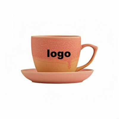 Japanese Kiln Art Ceramic Coffee Cup and Saucer Set