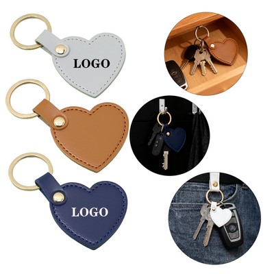 Heart-Shaped PU Leather Keychain