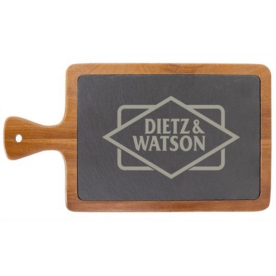 Slate Cutting Board with Wood Tray