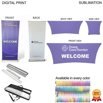 Superior Tradeshow Package, Deluxe Pull up Banner (DP780) + Stretch fit tablecloth 6' (SU544