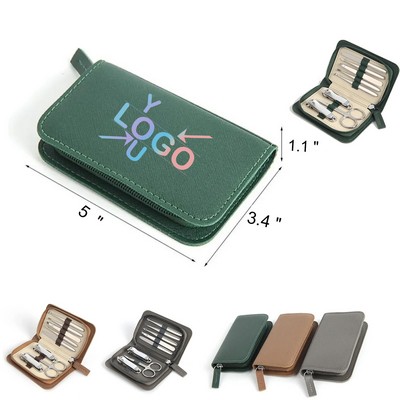 8-in-1 Stainless Steel Manicure Kit with Leather Case