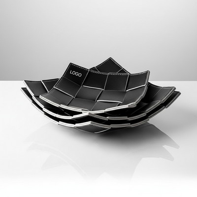 Leather Storage Tray Home Organizer Small Item Holder Woven Desktop Tray