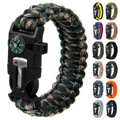 6-In-1 10'' Survival Polyester Paracord Bracelet