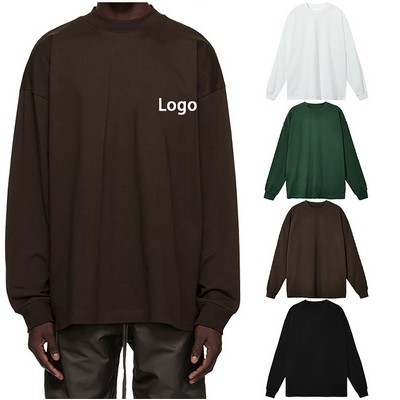 Fashion Casual Solid Color Crewneck Cotton Men's Long-Sleeve Sweatshirt
