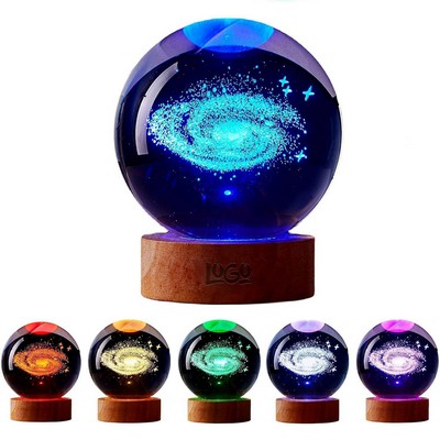 Bluetooth-Enabled Crystal Night Light w/ Solid Wood Base