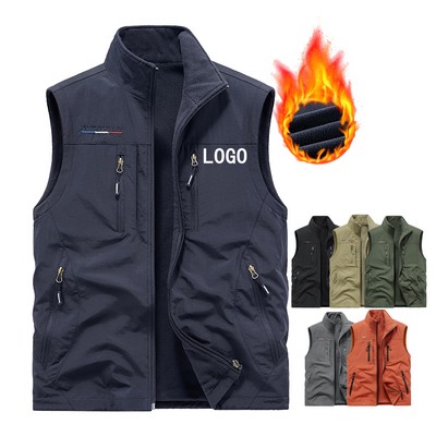 Autumn Mens Warm Multi-pocket Vests