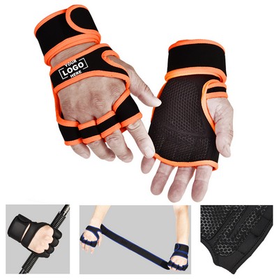 Adjustable Wrist Support Workout Gloves Full Palm Protection Anti Slip Grip