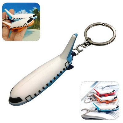 3D PVC Rubber Airplane Keychain
