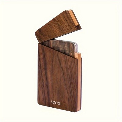 Natural Walnut Wood Business Card Holder Professional Solid Wood Desktop Organizer Case Office